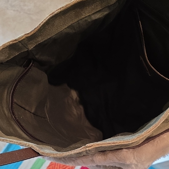 Anthropologie Olive and Tan Fur Tote - Picture 9 of 9